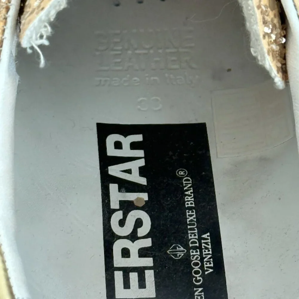 Golden Goose Superstar Low-Top Gold Glitter Sneaker 38 - Picture 8 of 10
